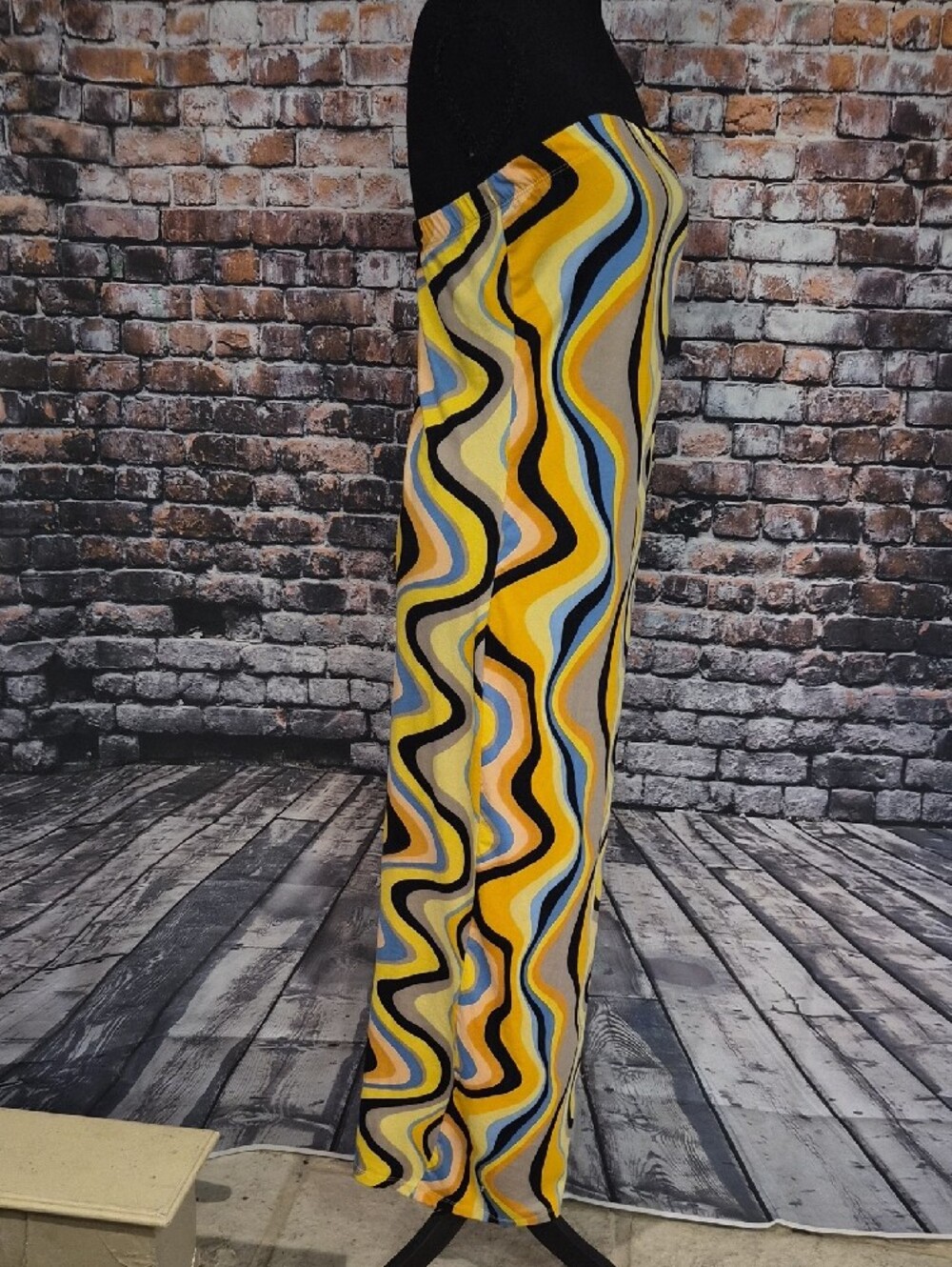 Almost Famous Yellow Blue Black Cream Colorblock Strapless Maxi Dress - Picture 5 of 8